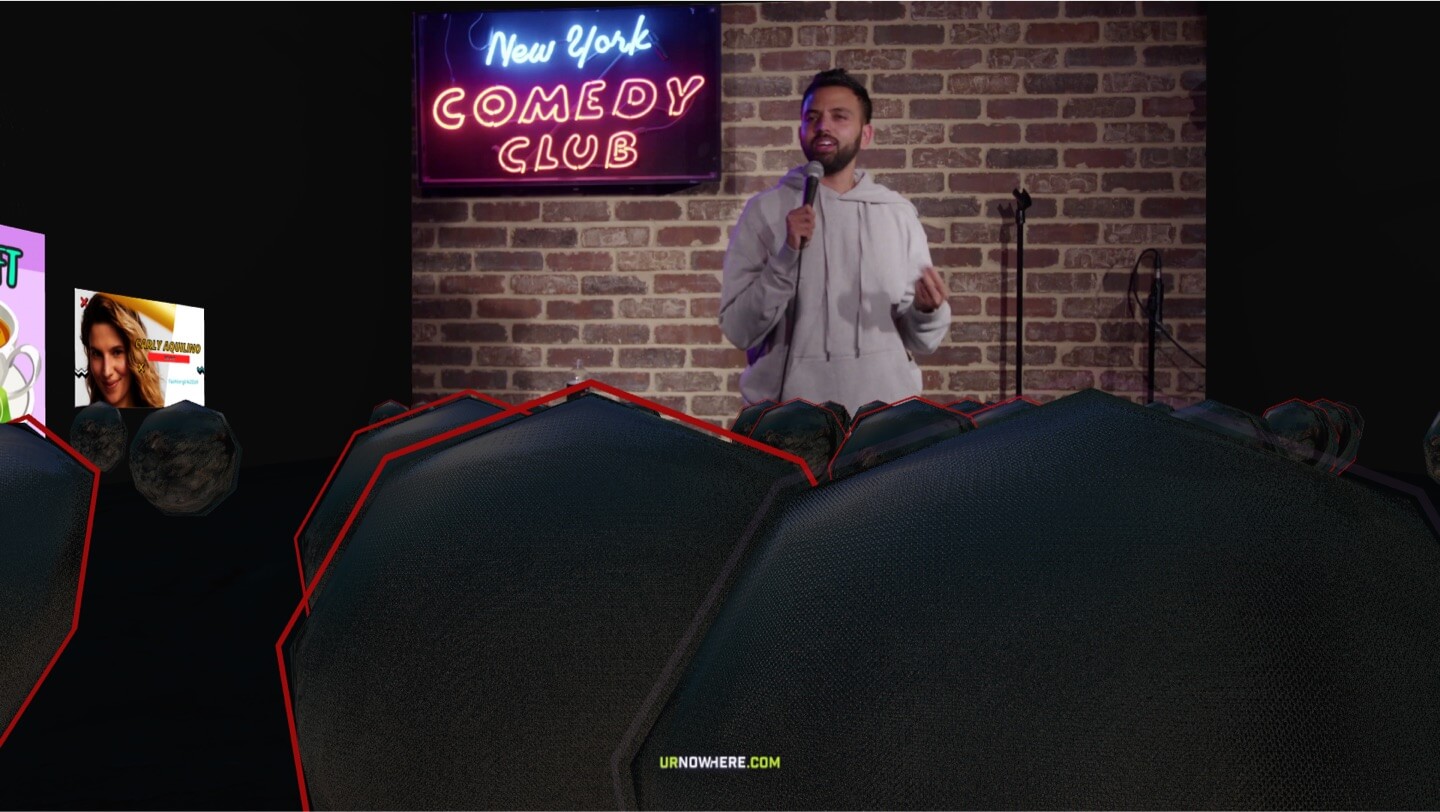 Comic from NY Comedy Club at one of their monthly virtual comedy nights in Nowhere.