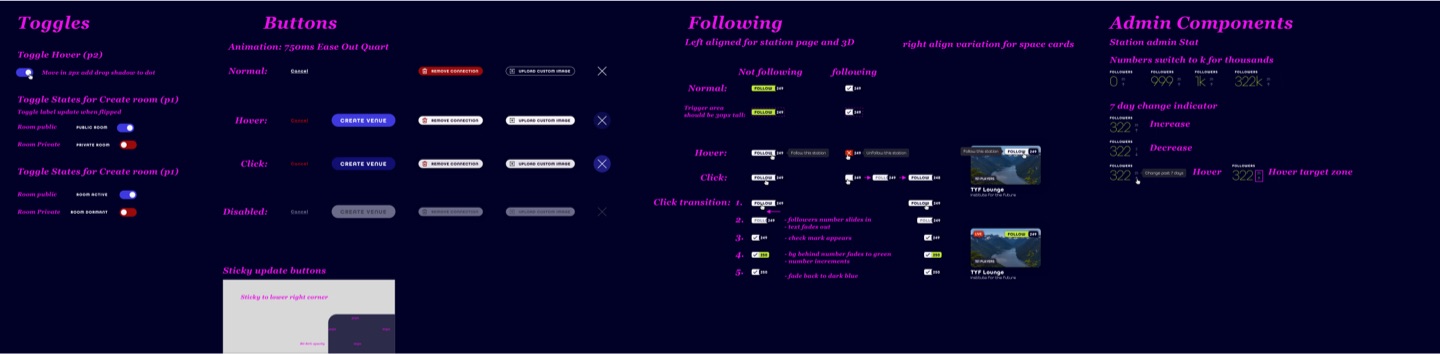 UI States for buttons following and stats.